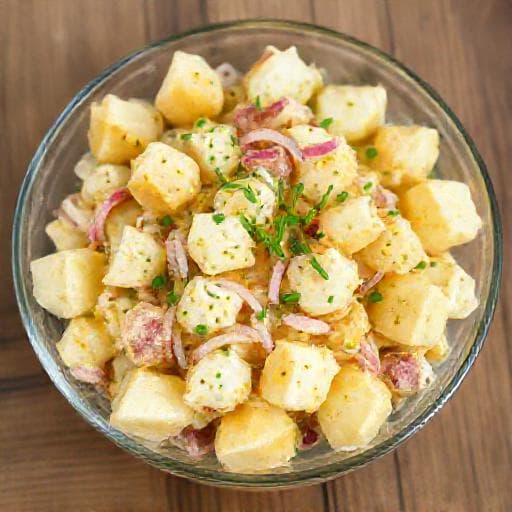 Салата с варени яйца, картофи и горчица