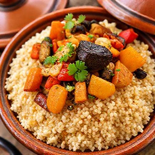 Класически кускус с печени зеленчуци
