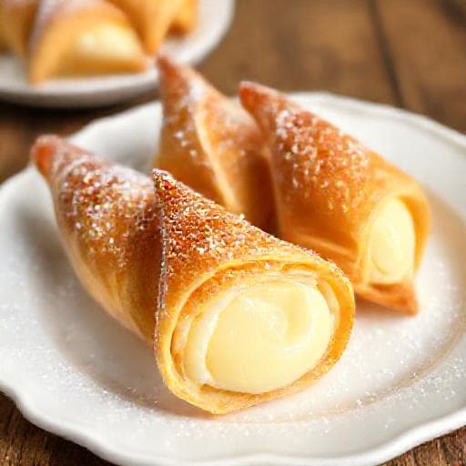 Бързи фунийки с крем (с готови кори)
