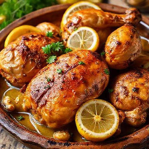 Класическо пиле с лимон и чесън на фурна