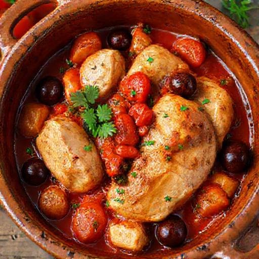 Класическо Пиле с домати и маслини