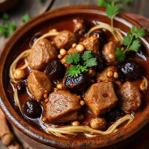 Свинско със сини сливи и орехи (регионален привкус)