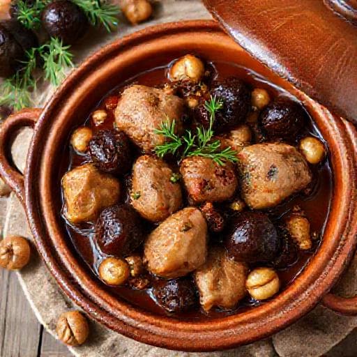 Заек със сини сливи и орехи (регионална вариация)