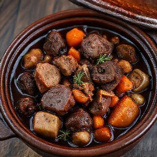 Глиган с червено вино и горски гъби