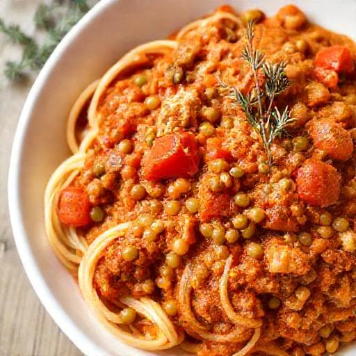 鶏ひき肉とレンズ豆のボロネーゼ風