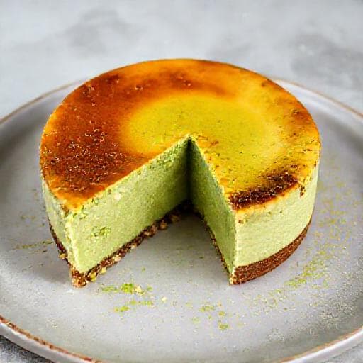 抹茶とホワイトチョコレートのバスクチーズケーキ