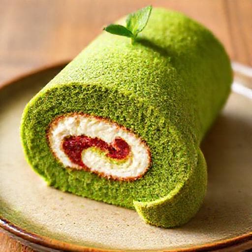 抹茶と小豆の和風ロールケーキ