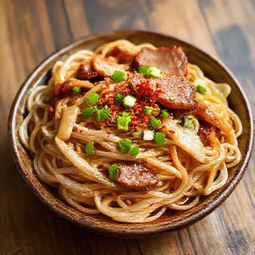 豚バラ肉とキャベツの焼きうどん