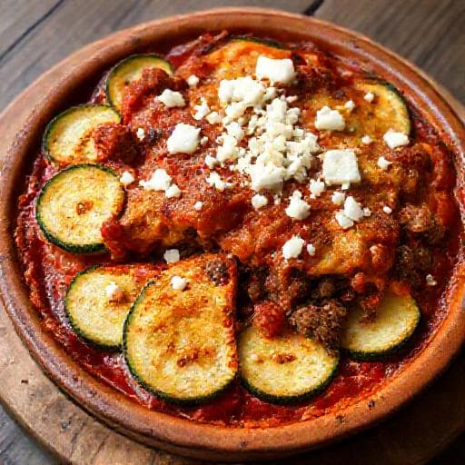 Musaca de Dovlecei cu Mălai și Brânză Feta