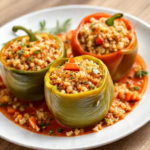 Ardei Umpluți Rapizi cu Orez și Legume