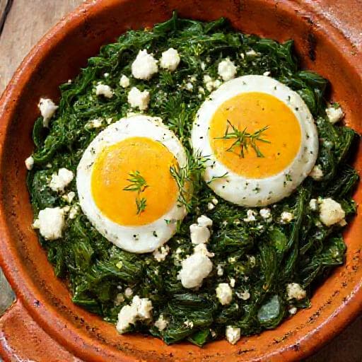 Spanac cu Ouă și Brânză Feta (Twist Mediteranean)