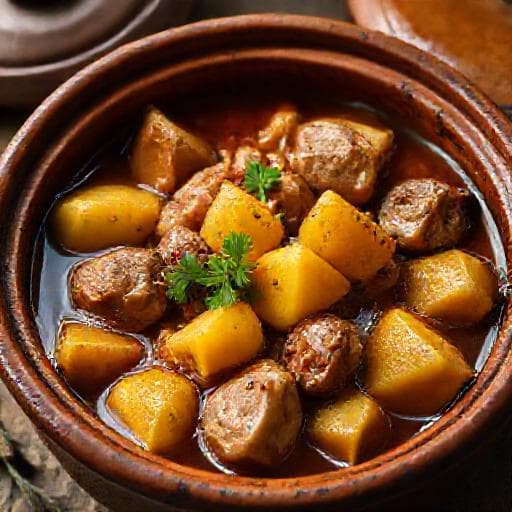 Mâncare Tradițională de Gutui cu Carne de Porc