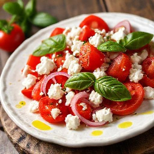 Salată de Roșii cu Brânză Feta și Busuioc
