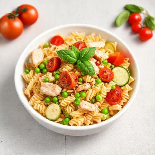 Salată rapidă de paste cu pui și legume