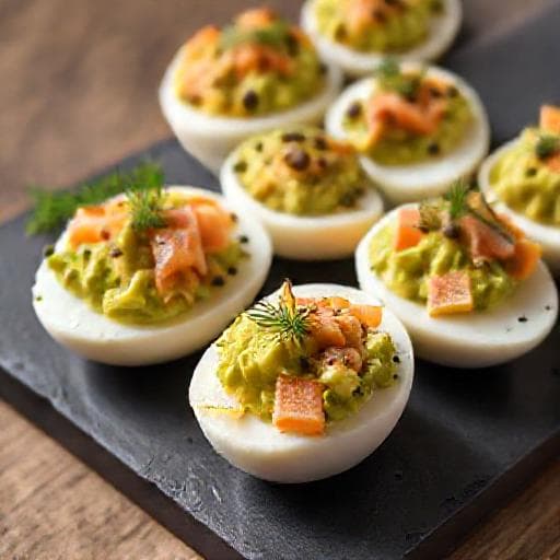 Ouă Umplute cu Avocado și Somon Afumat