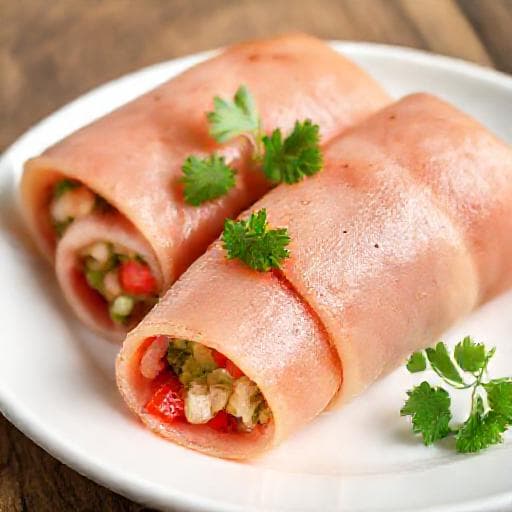 Rulouri Clasice de Șuncă cu Salată de Crudități