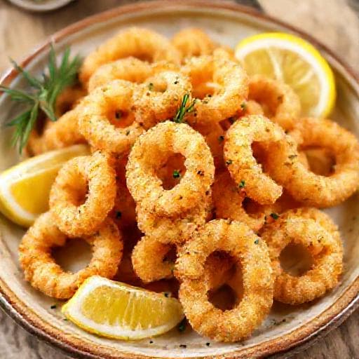 Calamari Pane cu Lămâie și Usturoi (Stil Mediteranean)