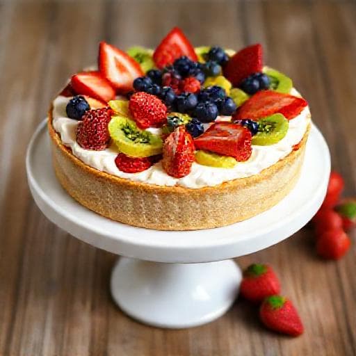 Tort de Fructe Simplu cu Cremă de Vanilie
