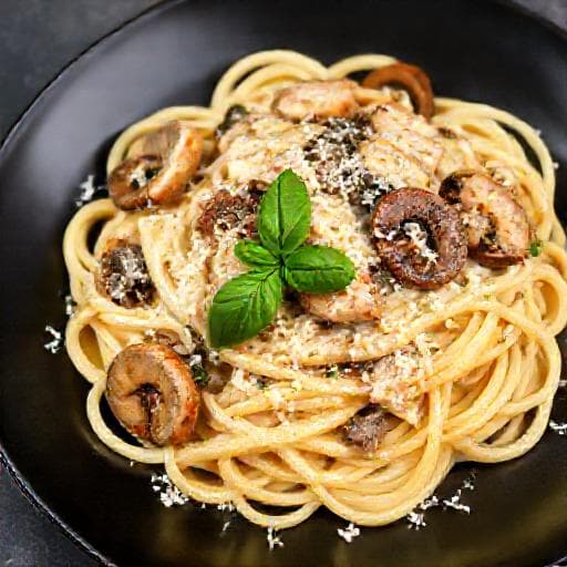 Paste cu Pui, Ciuperci și Sos Alb cu Parmezan