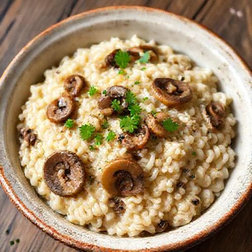 Risotto Rapid cu Ciuperci Champignon și Usturoi