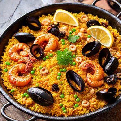 Paella cu fructe de mare tradițională