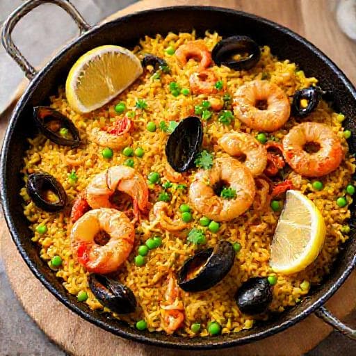 Paella rapidă cu fructe de mare