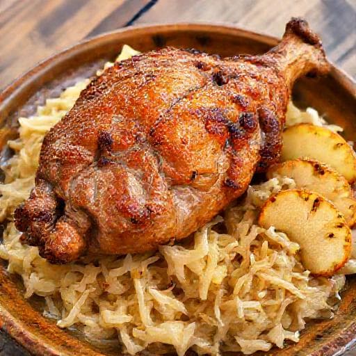 Ciolan de Porc la Cuptor cu Varză Murată și Mere