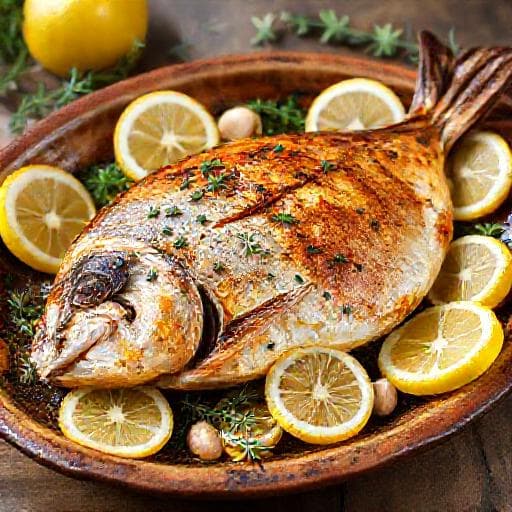 Τσιπούρα Ψητή στον Φούρνο με Λεμόνι και Ρίγανη