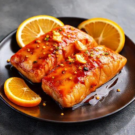 Somon Teriyaki cu Ghimbir și Portocală