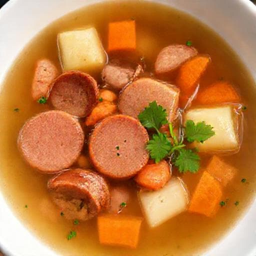 Ciorbă rapidă de cârnați afumați