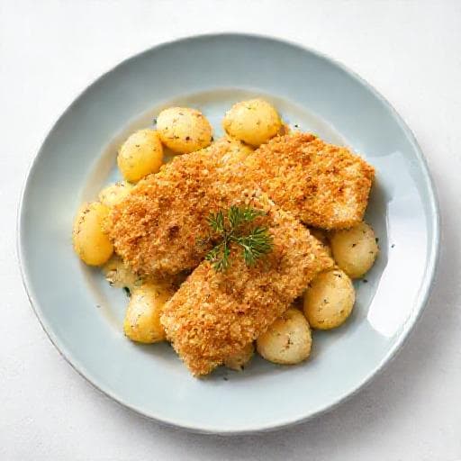 Cod pane rapid cu cartofi natur