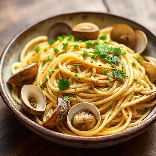 Spaghete cu Scoici "Aglio e Olio" (Varianta Rapidă)