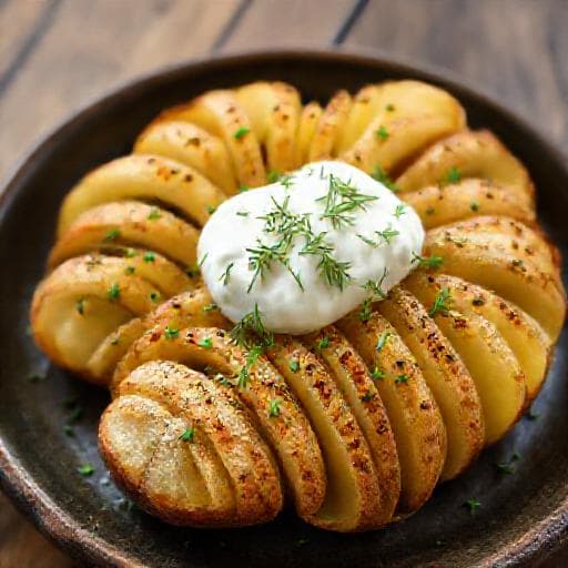 Cartofi Hasselback cu Smântână și Mărar (Stil Est-European)
