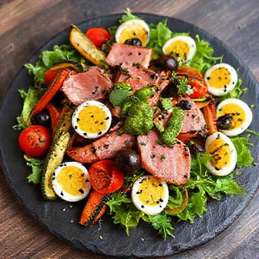 Salată Niçoise cu Legume Grătar și Pesto