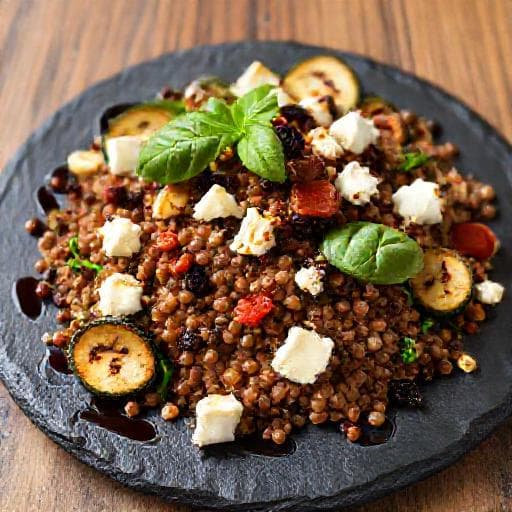 Salată de Linte cu Feta și Dovlecei la Grătar