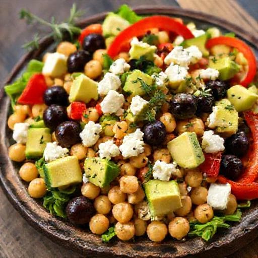 Salată Mediteraneană cu Năut, Avocado și Brânză Feta