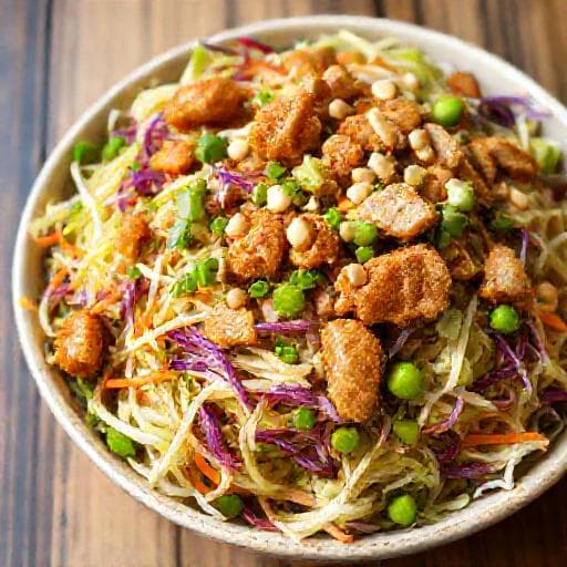 Salată asiatică de varză cu pui crocant