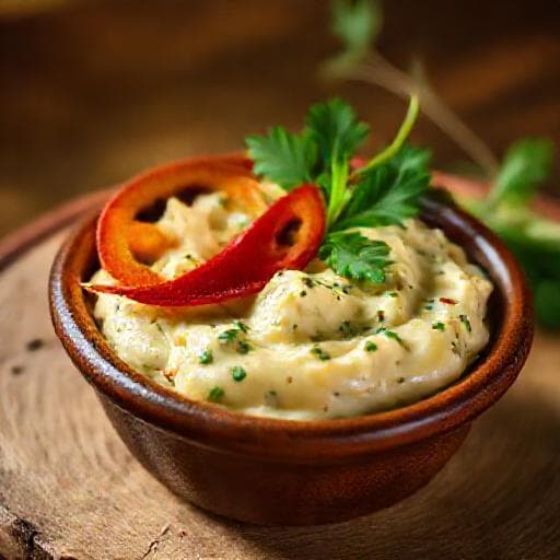 Pastă de brânză cu verdețuri și ardei iute (twist regional)