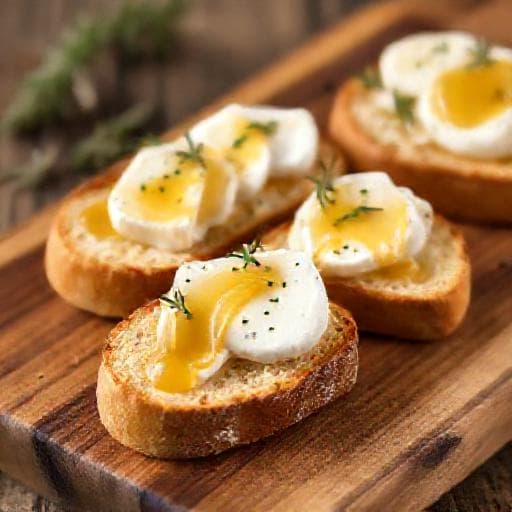 Crostini Clasici cu Brânză de Capră și Miere