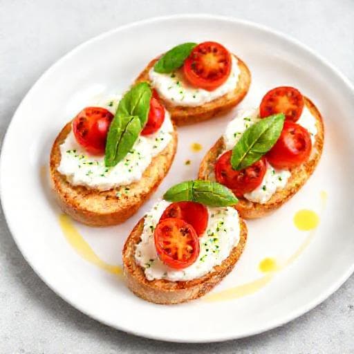 Crostini Rapizi cu Brânză de Capră și Roșii Cherry