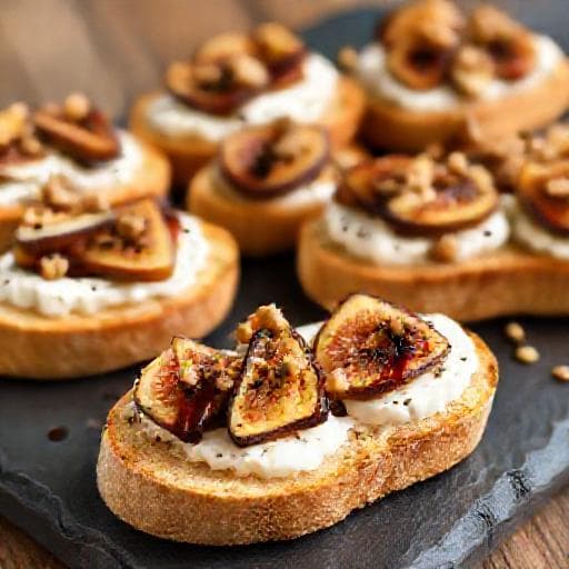 Crostini cu Brânză de Capră, Smochine și Nuci