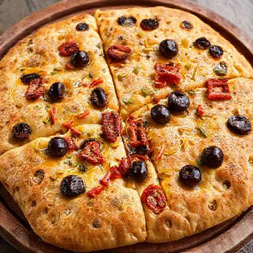 Focaccia cu Măsline și Roșii Uscate