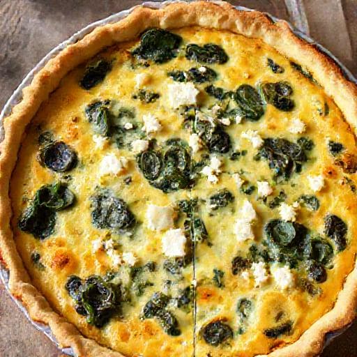 Quiche rapid cu spanac și feta (fără aluat)
