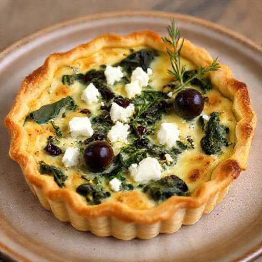 Quiche cu spanac, feta și măsline Kalamata