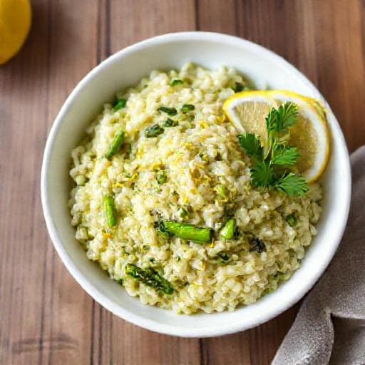 Risotto rapid cu sparanghel și lămâie