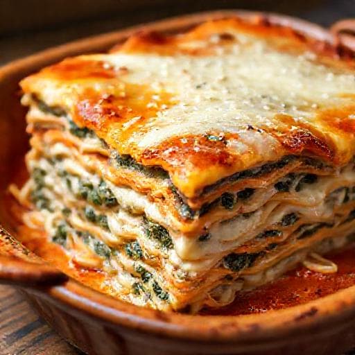 Lasagna Clasică cu Spanac și Ricotta