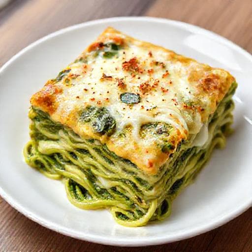 Lasagna Verde cu Spanac, Pesto și Sos Bechamel