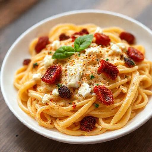 Paste cu Feta și Roșii Uscate (Varianta Rapidă)