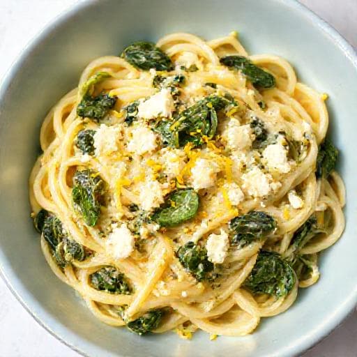 Paste cu Feta, Spanac și Lămâie (Twist Mediteranean)