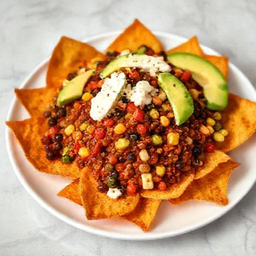 Nachos cu Chili Vegetarian și Brânză de Capră